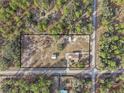 High-angle view showcasing a house on a spacious lot with surrounding trees at 20635 Sw 63Rd Pl, Dunnellon, FL 34431