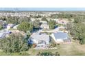 Aerial view showing a house with a screened patio and surrounding neighborhood at 3923 Manor Oaks Ct, Leesburg, FL 34748