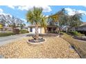 Neatly landscaped front yard with a palm tree and rock garden at 9111 Sw 102Nd Cir, Ocala, FL 34481