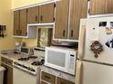 Retro kitchen with wood cabinets and appliances at 3915 Sw 139Th Street Rd, Ocala, FL 34473