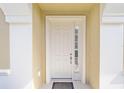 White front door with glass panels and a decorative mat at 6716 Sw 91St Cir, Ocala, FL 34481