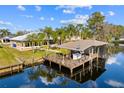 Waterfront home featuring covered boat dock with a built-in bar and ample seating area at 1621 Yellow Brick Rd, Astor, FL 32102