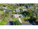 Aerial view of a home with pool, lush backyard, and screened-in patio in a neighborhood surrounded by mature trees at 3301 Se 32Nd Ave, Ocala, FL 34471