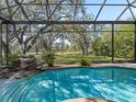 Screened in pool with a waterfall feature and overlooking a beautiful green landscape at 3848 Nw 85Th Ter, Ocala, FL 34482