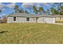 Charming single-story home showcasing a well-manicured lawn and neutral gray exterior paint at 7772 Sw 146Th Lane Rd, Ocala, FL 34473