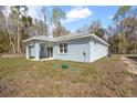 The backyard features a covered patio, window views, and utility access for outdoor comfort at 12876 Se 42Nd Ct, Belleview, FL 34420