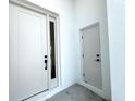 Bright white front door and sidelight detail adding curb appeal to the home at 3628 Sw 133Rd Loop, Ocala, FL 34473