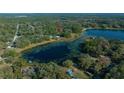 Aerial view of the property showcasing its location on a tranquil lake surrounded by trees at 221 Se 167Th Ct, Silver Springs, FL 34488
