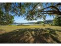 Picturesque backyard with lush greenery leading to a serene lake at 221 Se 167Th Ct, Silver Springs, FL 34488