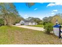 Long driveway leading to a white home surrounded by mature trees, offering privacy and ample parking at 3621 Sw 52Nd Ter, Ocala, FL 34474