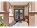 Elegant double front doors with glass panels and a transom window, framed by decorative columns at 12139 Se 91St Ter, Summerfield, FL 34491