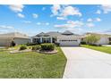 Inviting single-story home with blue shutters and a neatly landscaped front yard at 1854 Oxford Lane, The Villages, FL 32162