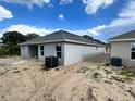 View of exterior of single story home with covered patio and gray exterior paint scheme at 4365 Sw 90Th Pl, Ocala, FL 34476