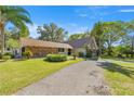Attractive single-story home showcasing a stone facade, expansive lawn, and mature trees enhancing its curb appeal at 2130 Sw 37Th Street Rd, Ocala, FL 34471