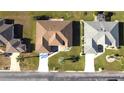 Bird's-eye view of a well-maintained home with green lawns and a long driveway in a suburban neighborhood at 5291 Nw 20 Pl, Ocala, FL 34482