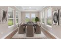 This is a well-lit dining room with a long table, seating for ten, and multiple windows offering lovely views at 4497 Nw 54Th Ter, Ocala, FL 34482