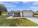 Charming single-story home featuring a well-manicured lawn, neutral paint, and a two-car garage at 19920 Sw Eagle Dr, Dunnellon, FL 34431