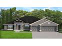 Gray one-story home with a three-car garage, well-maintained lawn, and a covered entryway at 13131 Sw 52Nd Lane Rd, Ocala, FL 34481