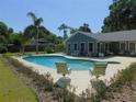 Inviting backyard pool with plenty of seating and lush landscaping, ideal for entertaining at 1069 Se 57Th Ave, Ocala, FL 34480