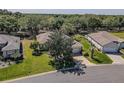 Aerial shot showcasing a single-story residence with manicured lawn and trees near other homes in a tranquil neighborhood at 9325 Se 132Nd Pl, Summerfield, FL 34491