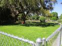 Large, fenced backyard with beautiful trees offers plenty of space for outdoor activities at 12002 Sw 137Th Loop, Dunnellon, FL 34432