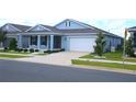 Beautifully landscaped home with a manicured lawn, complementary landscaping, and attached two-car garage at 7429 Sw 61St St, Ocala, FL 34474