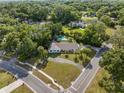 A peaceful neighborhood is highlighted by this aerial view of a spacious home with a private pool at 400 Se 45Th Ter, Ocala, FL 34471