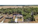 Expansive aerial view of a single-Gathering home with green surroundings and a view of distant fields at 171 Oak Cir, Ocala, FL 34472