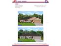 Two exterior elevations of a home with a 2-car garage, covered front porch, and professionally landscaped yard at 7781 Sw 180Th Cir, Dunnellon, FL 34432