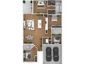 Detailed floor plan showcasing a three-bedroom layout, open living space, and a two-car garage at 9405 Se 159Th Ln, Summerfield, FL 34491