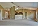Large living room with neutral colored walls, carpeted floors, and a modern lighting at 1551 Sw Willow Road Ext, Dunnellon, FL 34431