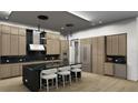 Modern kitchen featuring custom cabinetry, a large island with seating, and stainless steel appliances at 0000 Se 116Th Place Rd, Ocala, FL 34480
