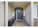 Inviting front entrance with decorative sidelights, a covered porch with columns, and a tiled entryway at 13786 Se 88Th Ct, Summerfield, FL 34491