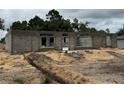 Exterior of home under construction with concrete blocks and sand, showing framing for window and door openings at 8664 Se 162Nd St, Summerfield, FL 34491