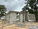 The grey block walls of the partially constructed home show window and door openings at a construction site at 15106 Se 94Th Ter, Summerfield, FL 34491