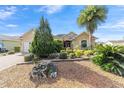 Inviting home with lush landscaping, a stately palm tree, and decorative rock garden at 8650 Sw 83Rd Loop, Ocala, FL 34481