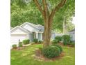 Charming light blue house, with manicured lawn, beautiful landscaping, and an attached two-car garage at 8926 Sw 192Nd Court Rd, Dunnellon, FL 34432