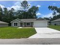 Charming single-story home featuring a well-manicured lawn and attached two-car garage at 4105 Se 138Th Pl, Summerfield, FL 34491