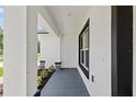 Under the porch overlooking landscaping and black trimmed windows at 8293 Se 158Th St, Summerfield, FL 34491