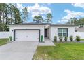 Charming single-story home boasts a manicured lawn, attached garage and modern exterior details at 7479 Sw 130Th Ln, Ocala, FL 34473