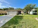 Charming one-story home features a two-car garage, manicured lawn, and beautiful landscaping at 16405 Sw 14Th Avenue Rd, Ocala, FL 34473