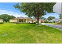 Residential street view showcasing a lovely home with a neatly manicured lawn and mature tree at 9551 Sw 92Nd Ter, Ocala, FL 34481