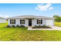 Well-maintained single-story home featuring a manicured lawn and an inviting front entrance under a clear blue sky at 14690 Sw 24Th. Pl, Ocala, FL 34481