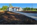 An exterior view of a single-story home with a long driveway and attached one-car garage at 20 Malauka Trail Crse, Ocklawaha, FL 32179