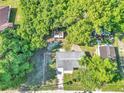 An aerial view of a home with a sprawling backyard, surrounded by lush greenery and mature trees providing privacy at 1636 Sw 5Th Pl, Ocala, FL 34471