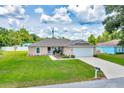 Inviting single-story home featuring a manicured lawn, ample parking, and a two-car garage at 1689 Ne 161St Pl, Citra, FL 32113