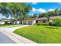 Well-maintained front yard with lush green grass, mature tree, and attached one-car garage at 3707 Ne 17Th St, Ocala, FL 34470