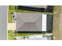 A top-down view of a single-Gathering home with a backyard screen porch, perfect for outdoor relaxation at 8913 Sw 76Th Ln, Ocala, FL 34481
