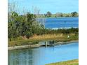 Tranquil waterfront view with private dock and lush vegetation at 473 Adams View Ln, Auburndale, FL 33823