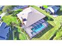 Backyard oasis with a large, screened pool and lush landscaping at 514 Lake Mariam Ter, Winter Haven, FL 33884